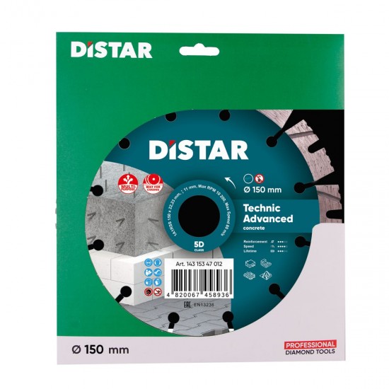 Distar Diamantzaagblad 1A1RSS C3 Technic Advanced 150 mm – Graniet & Gewapend Beton 
