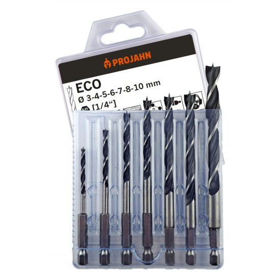 ECO Houtspiraalboren Set 7-delig 3,4,5,6,7,8,10mm – (1/4”) Zeskant Opname – Voor Hout & Kunststof ECO Houtspiraalboren Set 7-delig 3,4,5,6,7,8,10mm – (1/4”) Zeskant Opname – Voor Hout & Kunststof