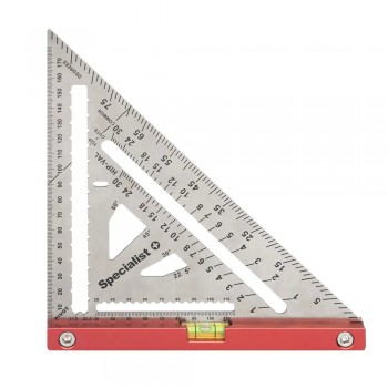 Meetdriehoek - Winkelhaak PREMIUM 180 mm – Specialist+ | RVS Hoekmeter met Waterpas