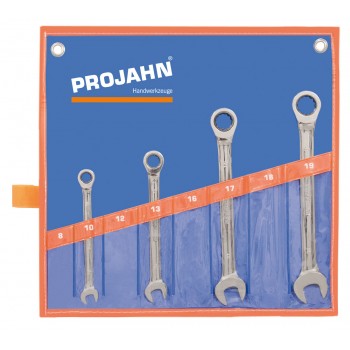 ''Projahn'' GearTech ringratelsleutelset - steek ratelset in oprolbaar zakje 4 - dlg