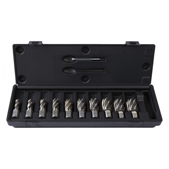 WELDON Kernboor Set HSS-G 11-delig – 12 t/m 30 mm – Inclusief Centreerstift – Snijdiepte 30 mm – Voor Metaal en Staal