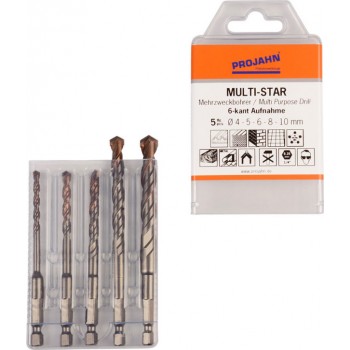 Multifunctionele borenset Multistar Set 5-dlg 4, 5, 6, 8, 10 mm ''PROJAHN''