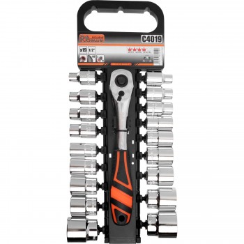 19-delige Doppenset met Ratel 1/2” – Professioneel CR-V Gereedschap – 8 t/m 32 mm