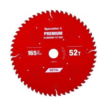 165 mm – 52T Cirkelzaagblad Aluminium Zaagblad - Asgat 20mm - PREMIUM Kwaliteit - SPECIALIST+