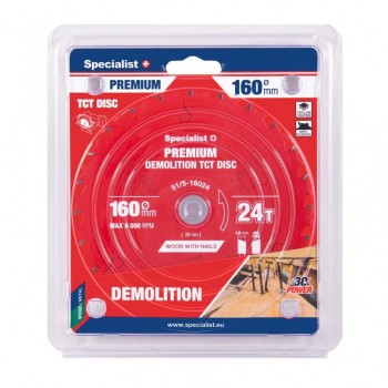 Cirkelzaagblad - 160x24T x 20mm voor Hout met Spijkers – Demolition PREMIUM SPECIALIST+