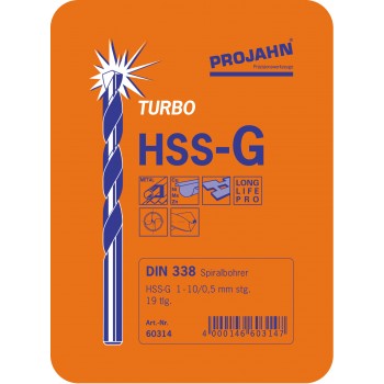 Spiraalborenset ,Spiraalboorcassette HSS-G DIN 338 type N TURBO 19 st.