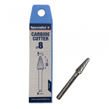 Hardmetalen stiftfrees , kogelvorm met ronde kop - KEL 8 x 22 x 6 mm ''Specialist+''