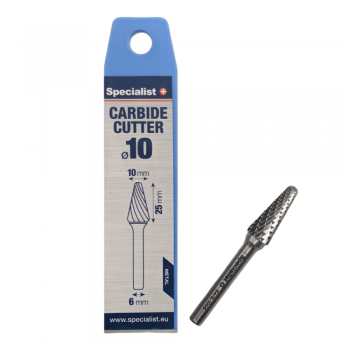 Hardmetalen stiftfrees , kegelvorm met ronde kop - KEL 10 x 25 x 6 mm ''Specialist+''