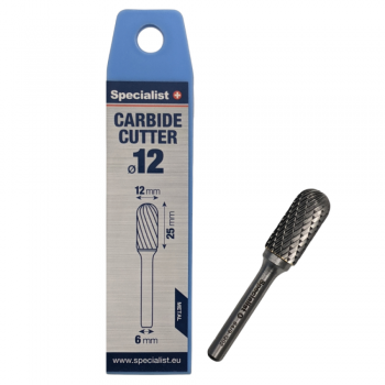 Hardmetalen stiftfrees, cilindervorm met ronde kop, 12 x 25 x 6 mm WRC ''Specialist+''