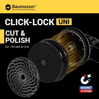 Steunschijf met magneet voor op diamantschijf 100mm BAUMESSER CLICK-LOCK UNI