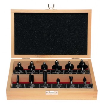 Bovenfrezenset 12-delig – Universele HM Freesbits Ø8 mm – Inclusief Profiel-, Groef- en Afkantfrezen