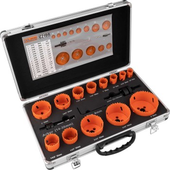 16-delige set 19 - 76 mm bi-metalen HSS M3 gatenzagen in koffer
