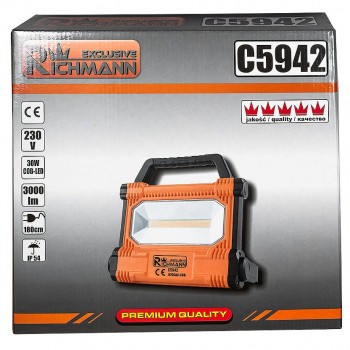 Bouwlamp led , COB-LED 30W, 3000 LM, met snoer