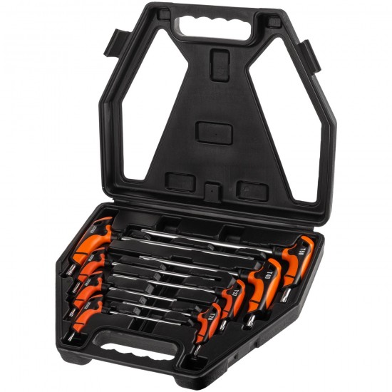 Torx Sleutelset met T-greep T15–T50 mm – 8-delig – CR-V Staal – In Opbergkoffer