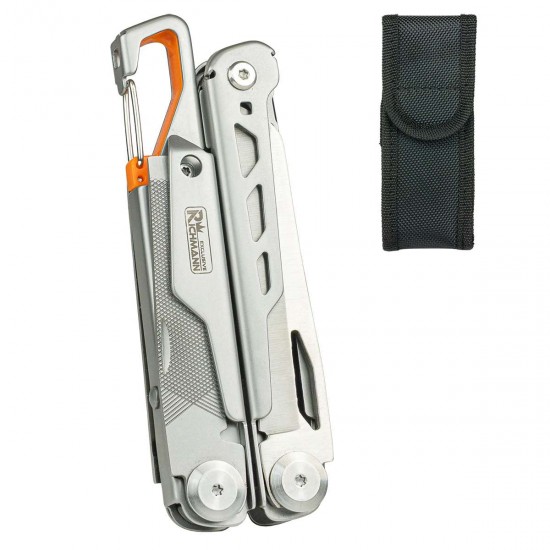 Multitool 15-in-1 van Roestvrij Staal – 170mm – Met Etui – Zakmes, Tang, Schaar, Zaag & Schroevendraaier – Multifunctioneel Gereedschap voor Outdoor & Klussen