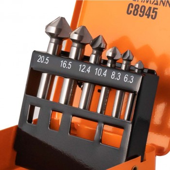 Verzinkfrees set voor in metaal 6,3 - 20,5 mm 6-delig Verzinkfrees set voor in metaal 6,3 - 20,5 mm 6-delig