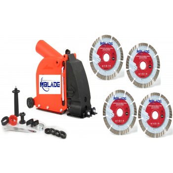 Set Sleuven slijpen - Universele stofafzuigkap 115/125mm - 4 diamantschijven 125 mm