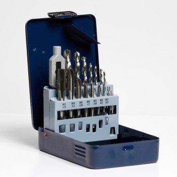 HSS DIN352 Machinetappen & Boorset M3–M12 (2.5–10.2mm) – 15-delige Set met Spiraalboren en Tapwrench
