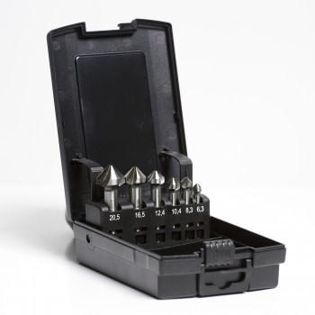 HSS-E Co5% RVS / INOX Verzinkboor Set DIN 335C - 90° U-Spiraal, 6-delig (6.3–20.5mm) in ABS-cassette