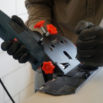 Tegels in 45 verstekzagen, Gemakkelijk,met deze SLIDER-45 voor haakse slijper 115-125mm