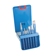 Koudbeitelset,  6-dlg. set in metalen cassette