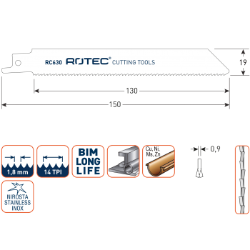 Reciprozaagblad x 150 x 14TPI - Metaal (5st)
